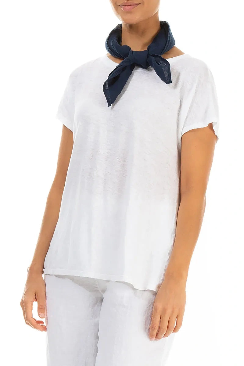 Navy Gauze Linen Square Scarf 3