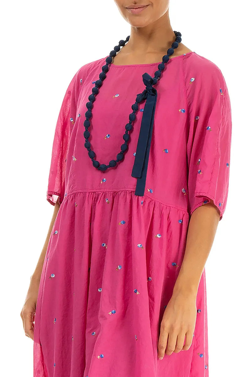 Navy Silk Fine Bead Necklace 3