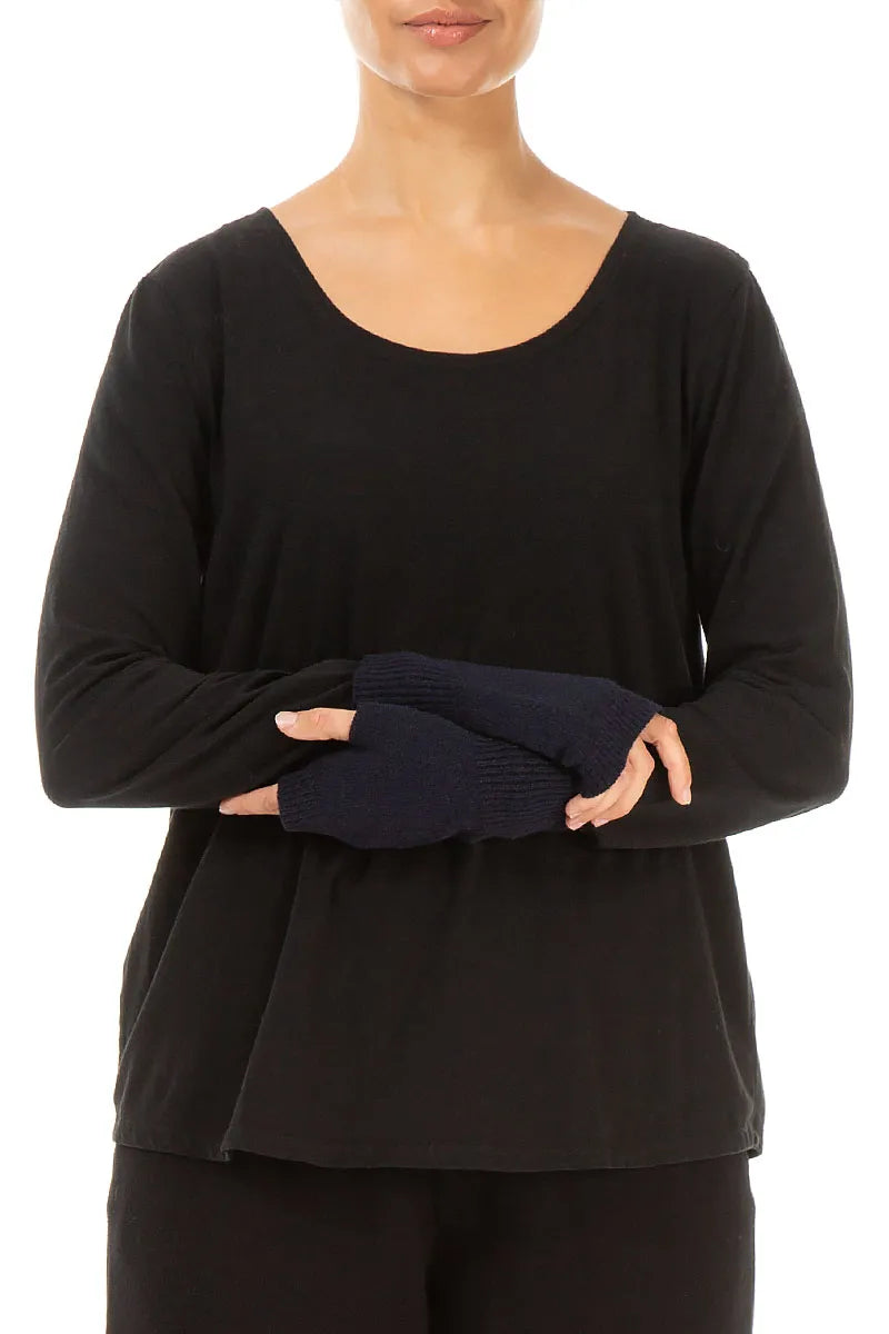 Marineblaue Armstulpen aus weicher Wolle