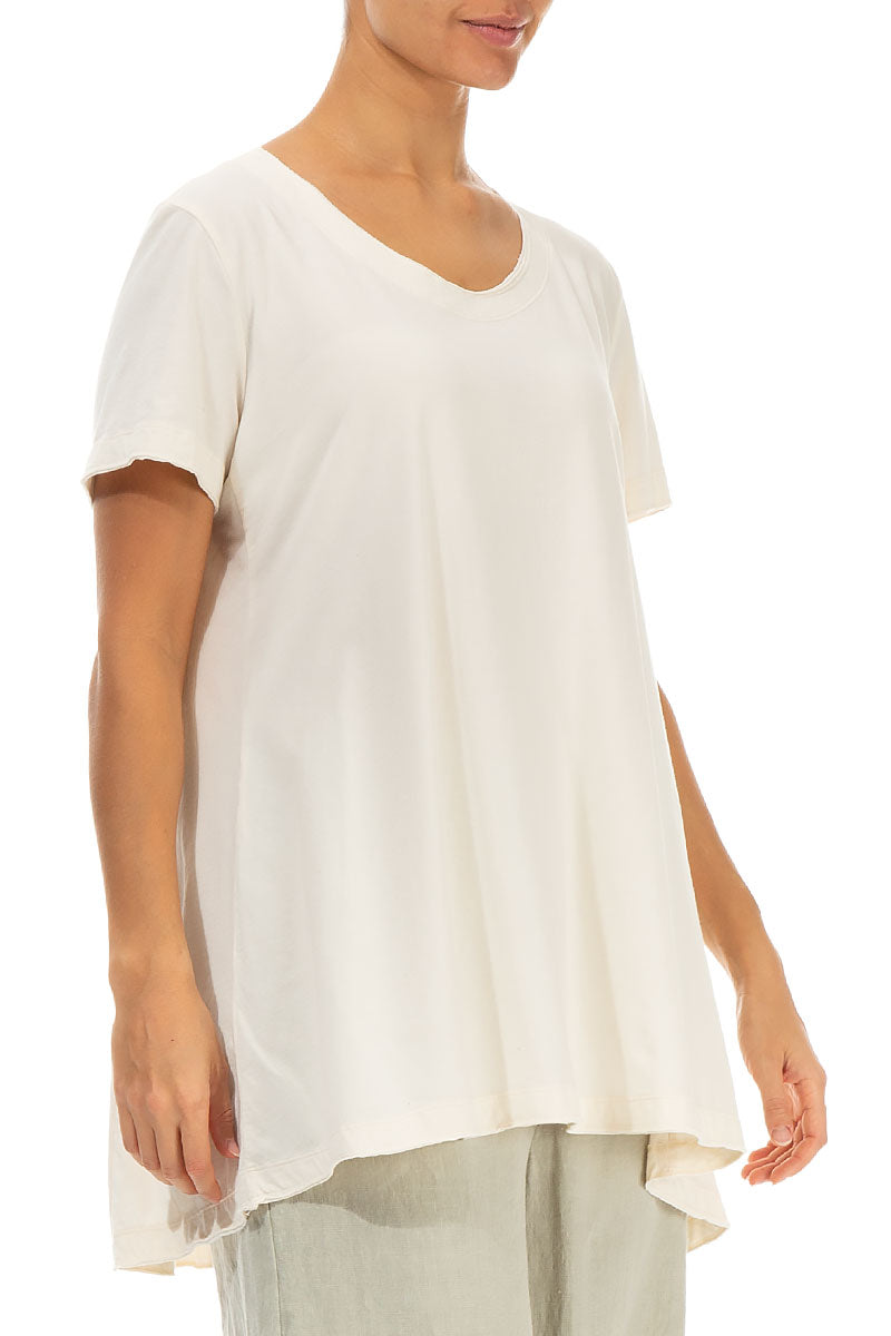 Off White Cotton Jersey Tunic Top 3