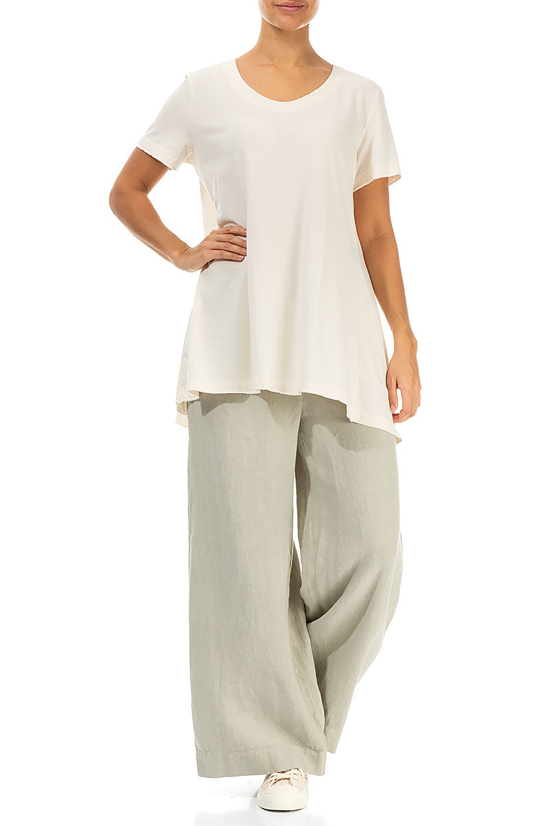 Off White Cotton Jersey Tunic Top 4