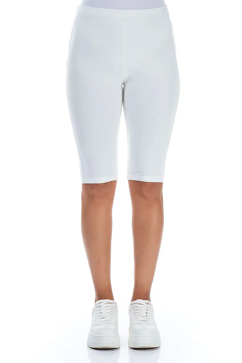 Off White Cotton Stretch Shorts