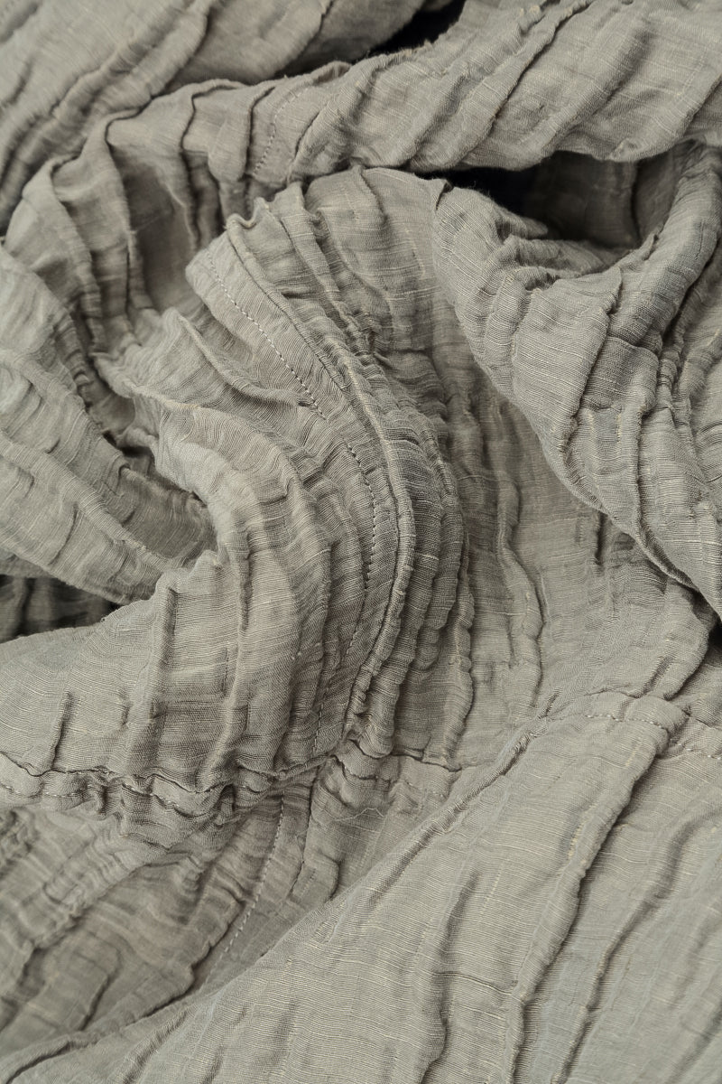 Olive Grey Crinkled Silk Linen Scarf