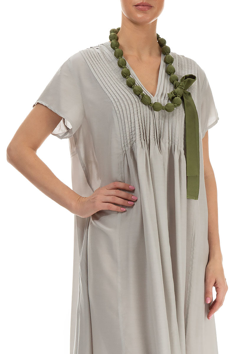 Olive Silk Bead Necklace 3