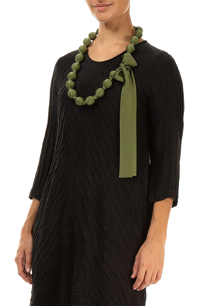 Olive Silk Bead Necklace 3