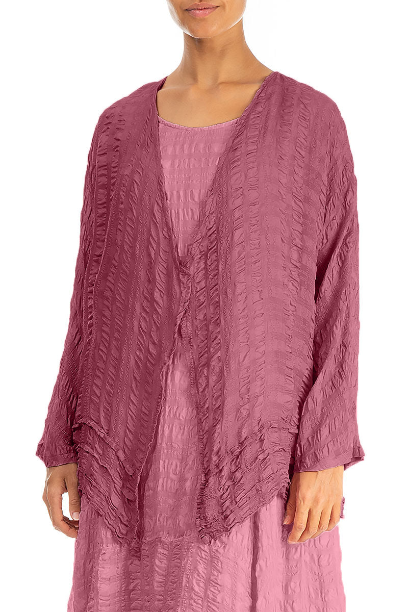 Open Antique Ruby Textured Silk Jacket