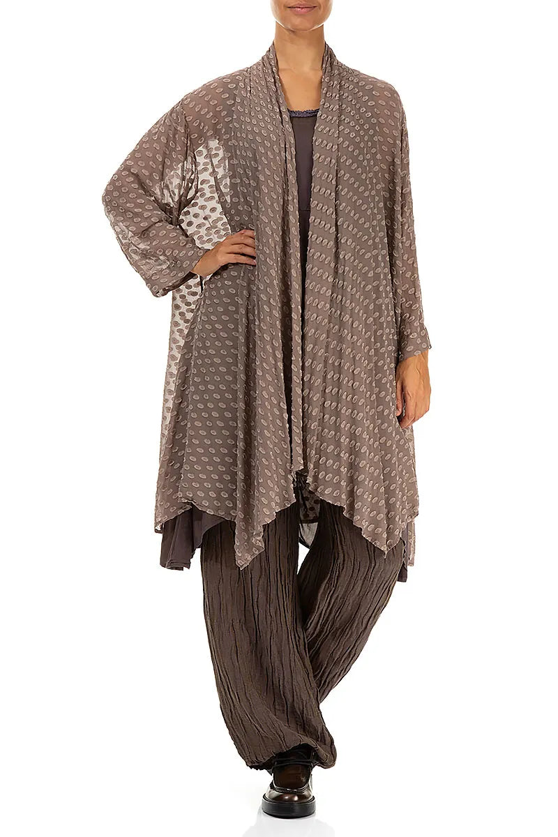 Open Bubbly Pattern Silver Pink Silk Jacket 4