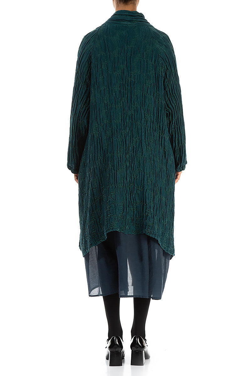 Open Emerald Circle Silk Linen Jacket 2