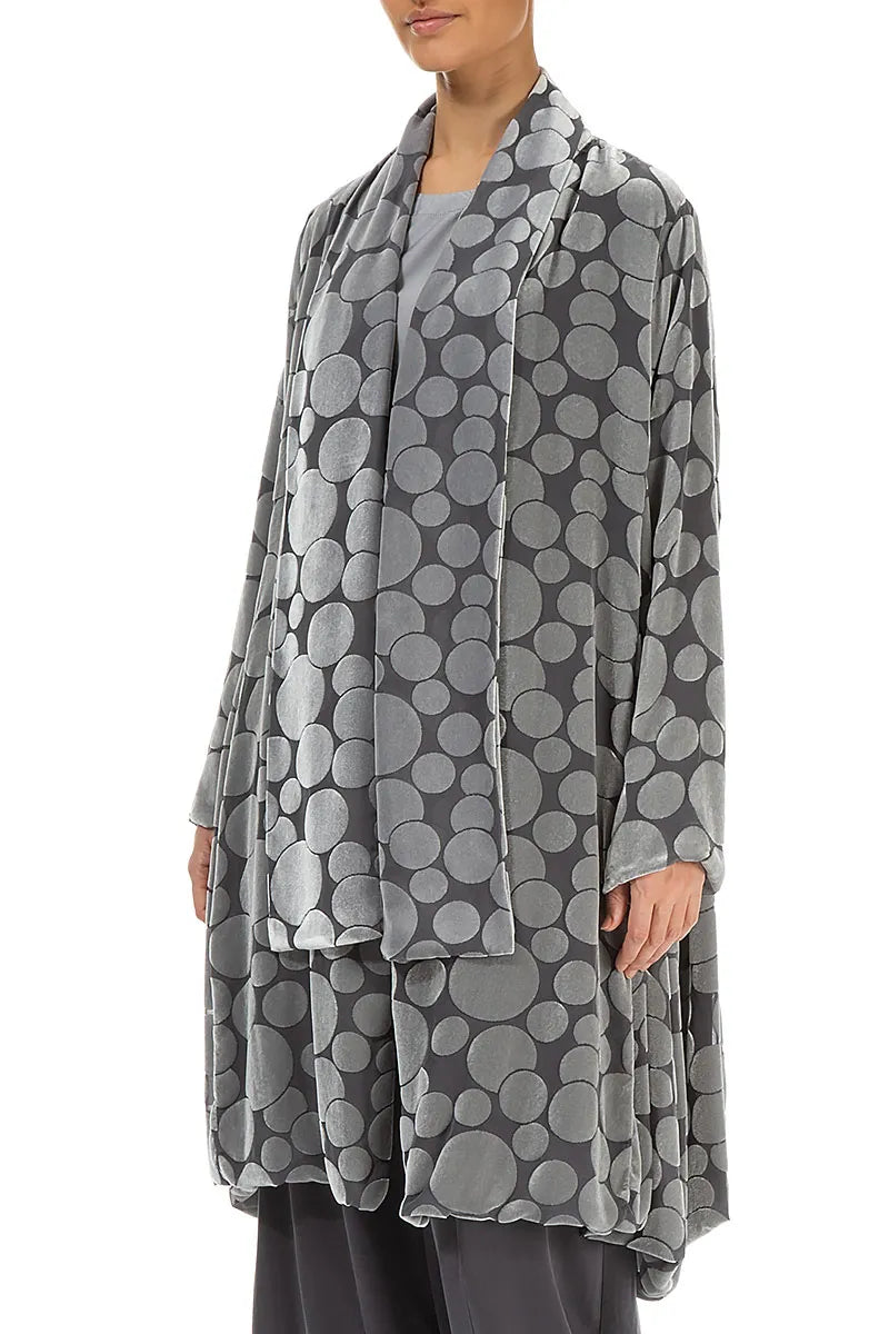 Open Devoré Bubbles Silver Silk Velvet Jacket