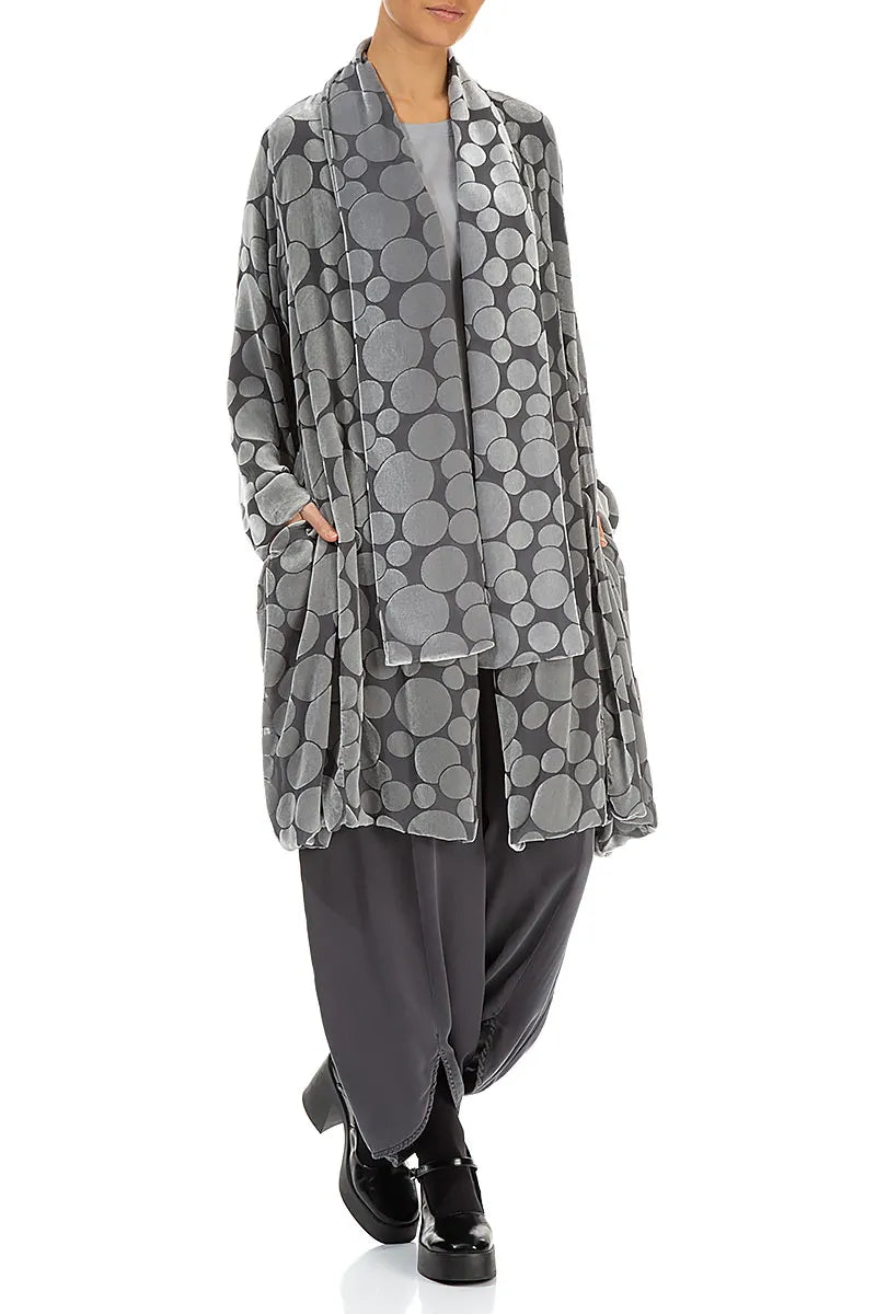 Open Devoré Bubbles Silver Silk Velvet Jacket