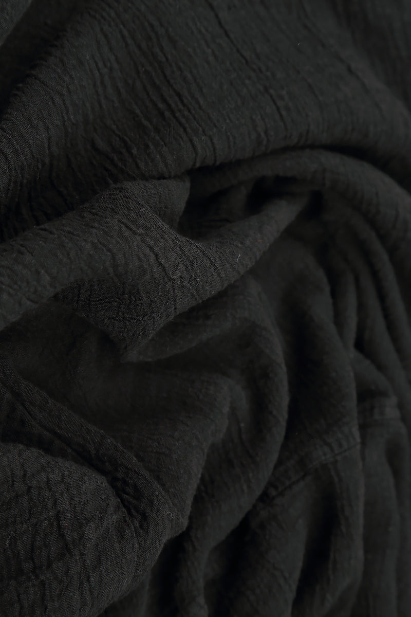 Open Front Black Textured Linen Jacket 6