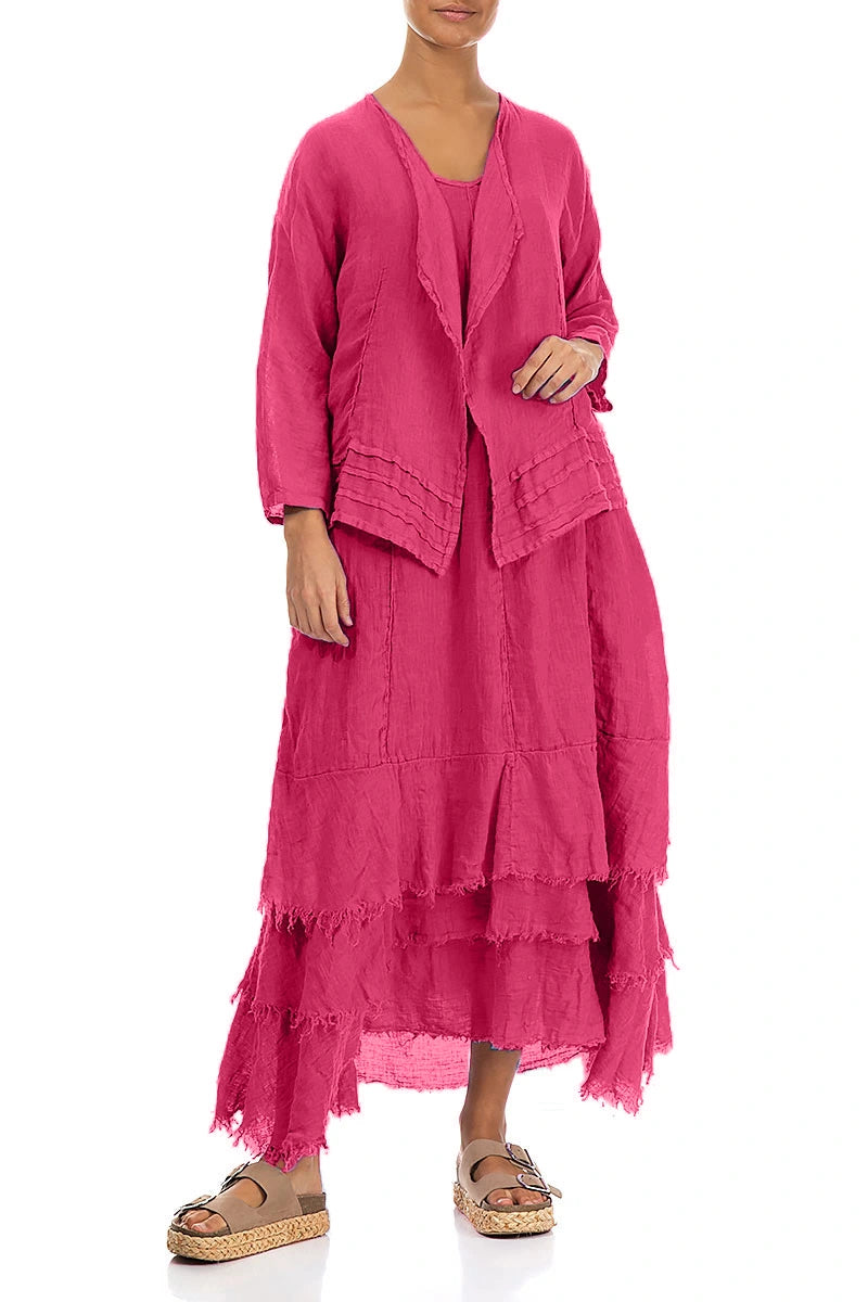 Veste en lin de gaze fuchsia ouverte