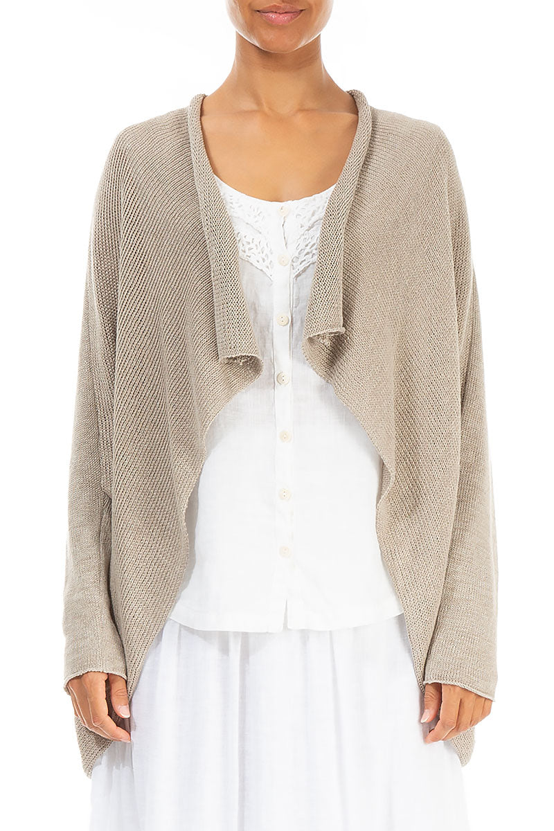 Open Longer Back Natural Linen Cardigan 1