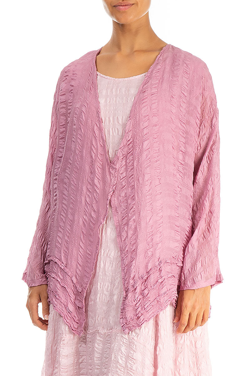 Open Mauve Taupe Textured Silk Jacket 3