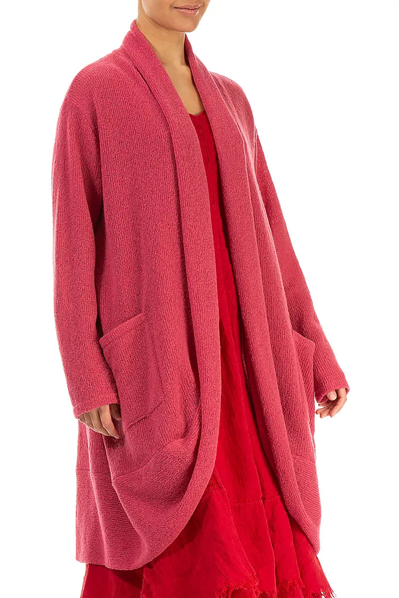 Offener rosa Punch Wollcardigan