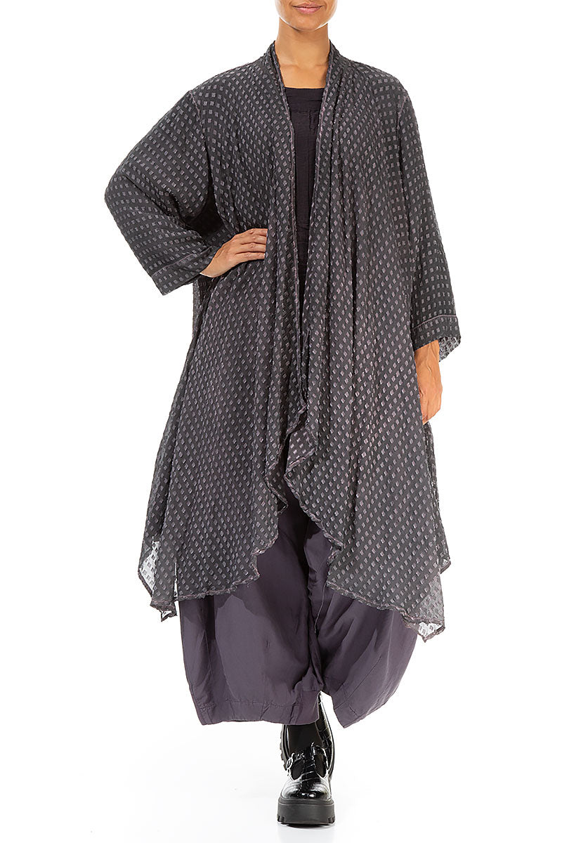 Open Textured Purple Silk Rayon Jacket 4