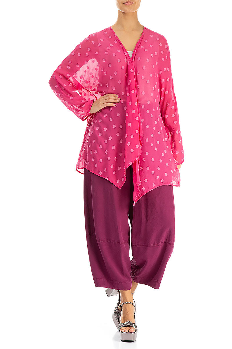 Open Type Dotty Hot Pink Silk Jacket 4