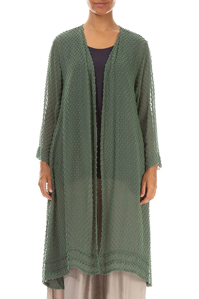 Veste en soie à pois sauge Open Type