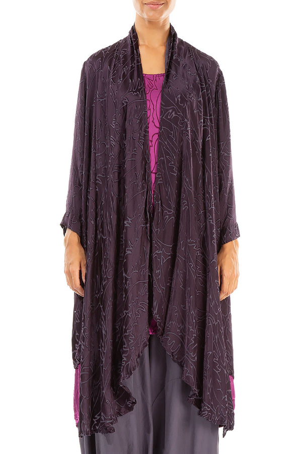 Open Vintage Violet Devoré Feather Silk Jacket 1