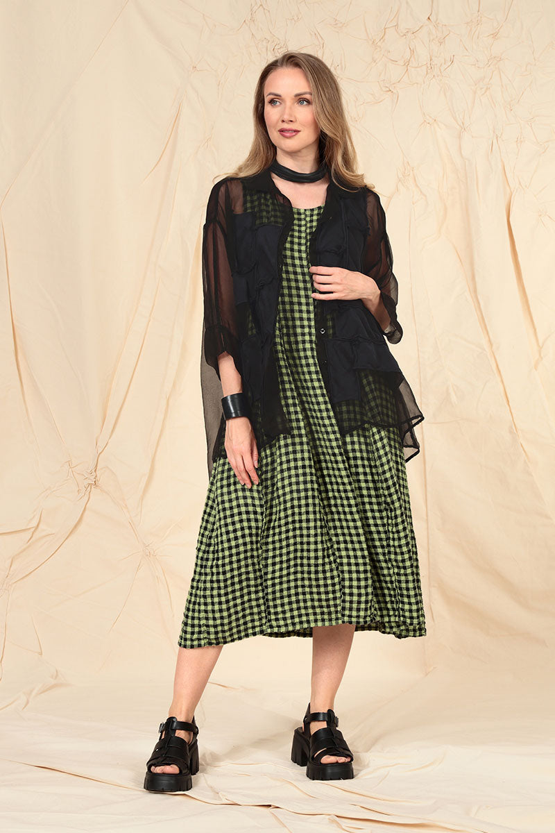 Patch Décor Black Silk Chiffon Shirt 6