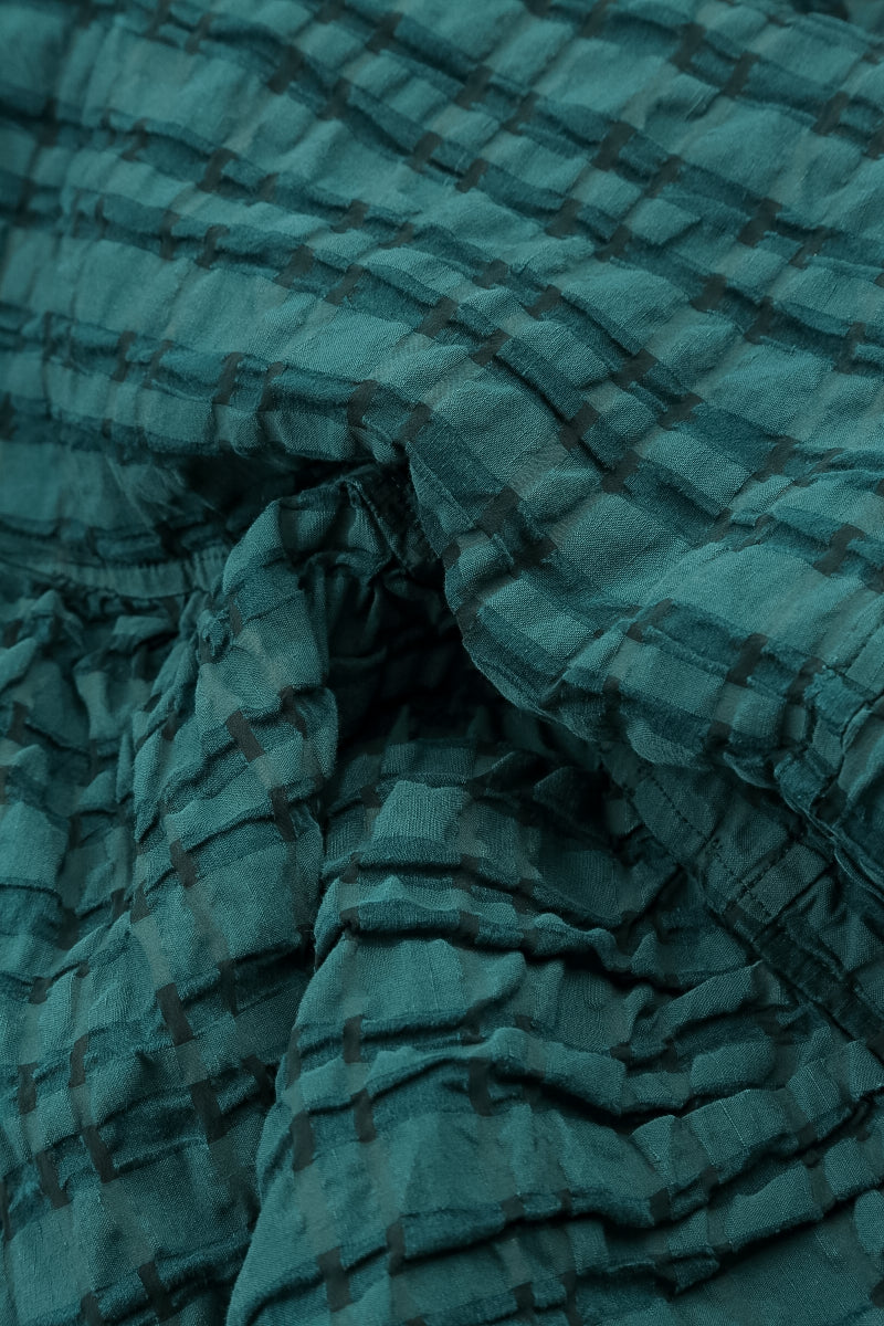 Peacock Checkered Linen Cotton Pinafore Dress