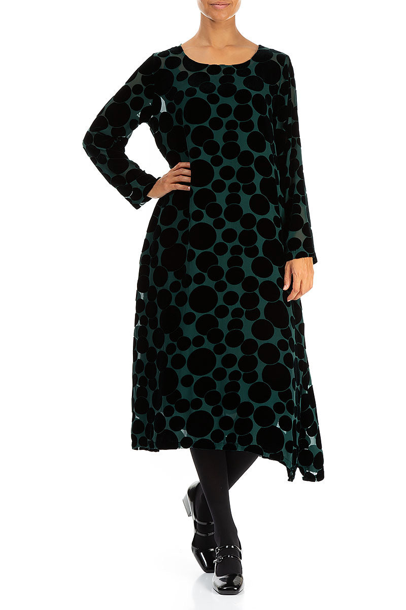 Peacock Devoré Bubbles Seidensamtkleid