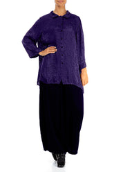 Royal Purple Devoré Feather Silk Shirt 4