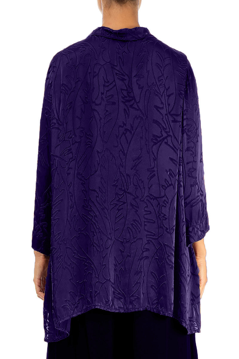 Royal Purple Devoré Feather Silk Shirt 2