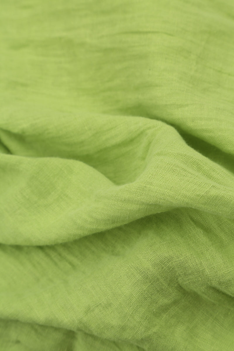 Pin-Tucked Lime Gauze Linen Tunic 5