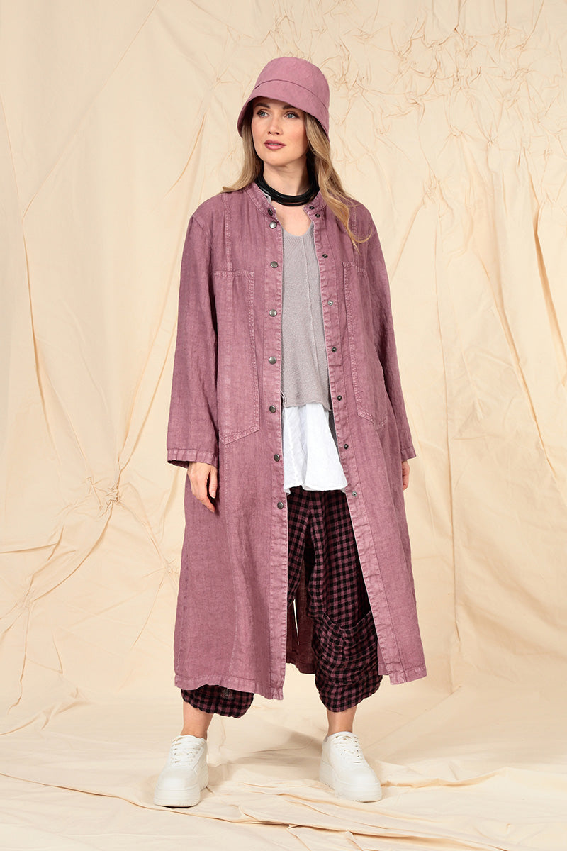 Pin Décor Off-Dye Mauve Taupe Linen Jacket 5