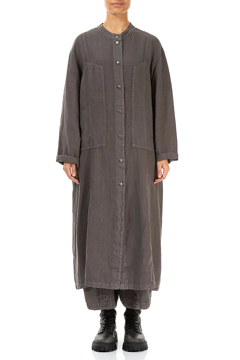 Off-Dye-Leinenjacke mit Pin-Dekor in Trüffel