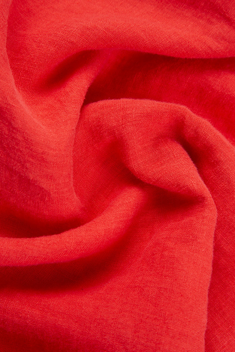 Pin Tucks Poppy Red Linen Shirt 5
