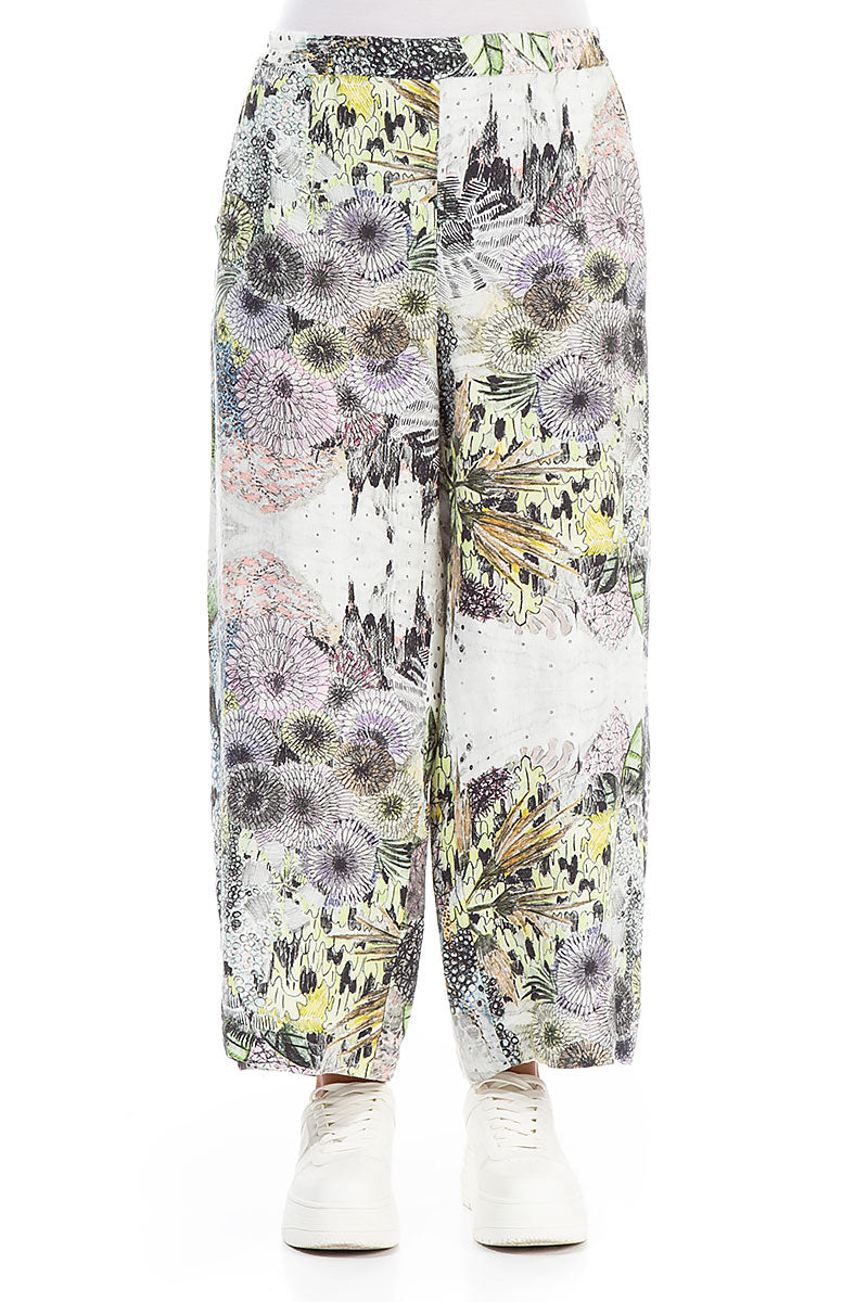 Purple Edge Botanical Linen Trousers 1