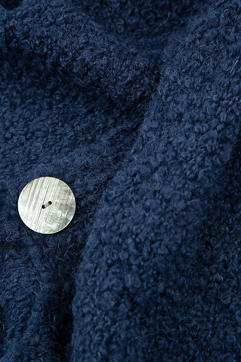 Asymmetric Buttoned Blue Violet Alpaca Wool Cardigan 5