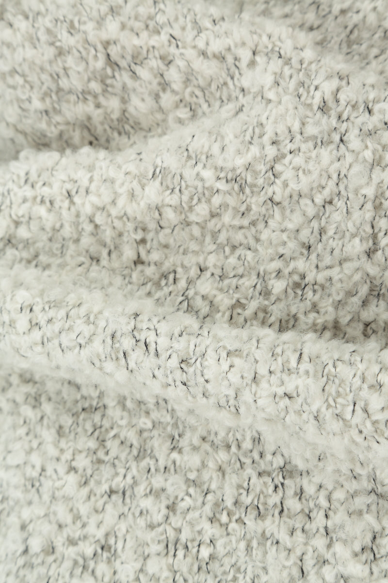 Flared Mélange Ivory Alpaca Wool Cardigan 5