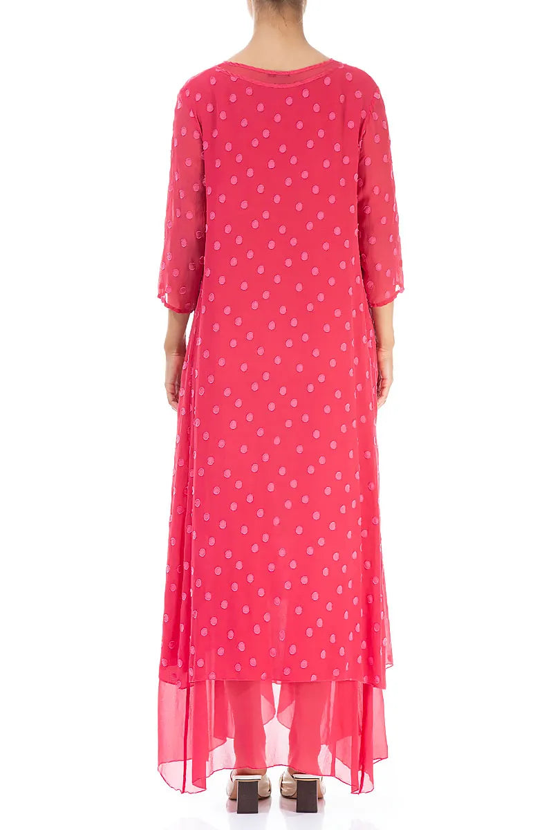 Raspberry Dotty Silk Maxi Dress 2