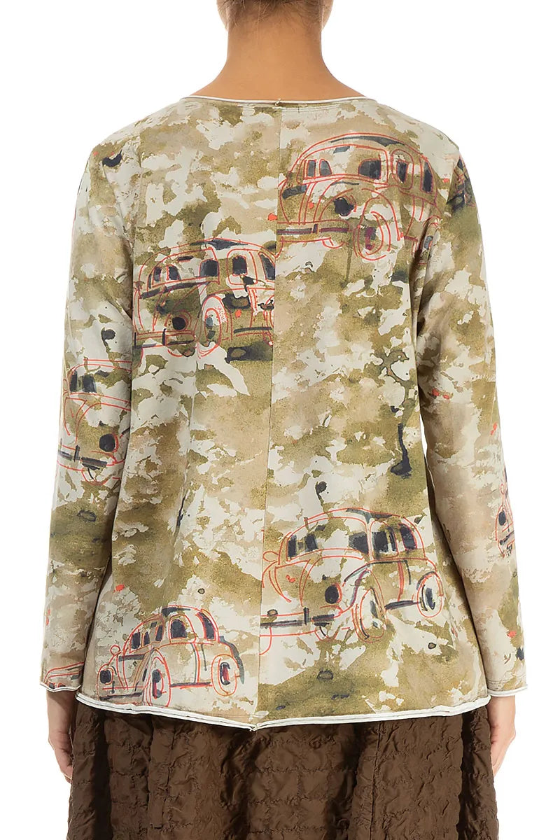 Retro-Baumwollbluse mit unversäuberten Kanten
