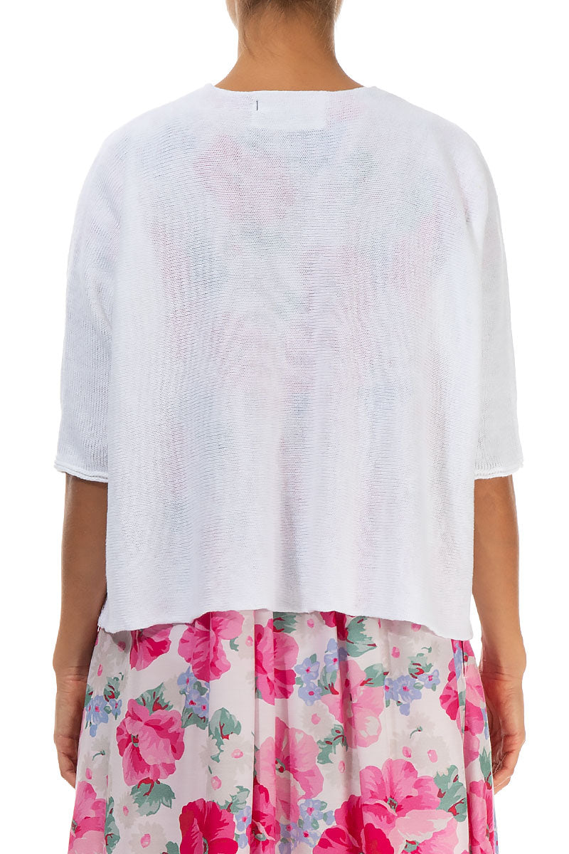 Raw Fringe White Linen Jumper 2