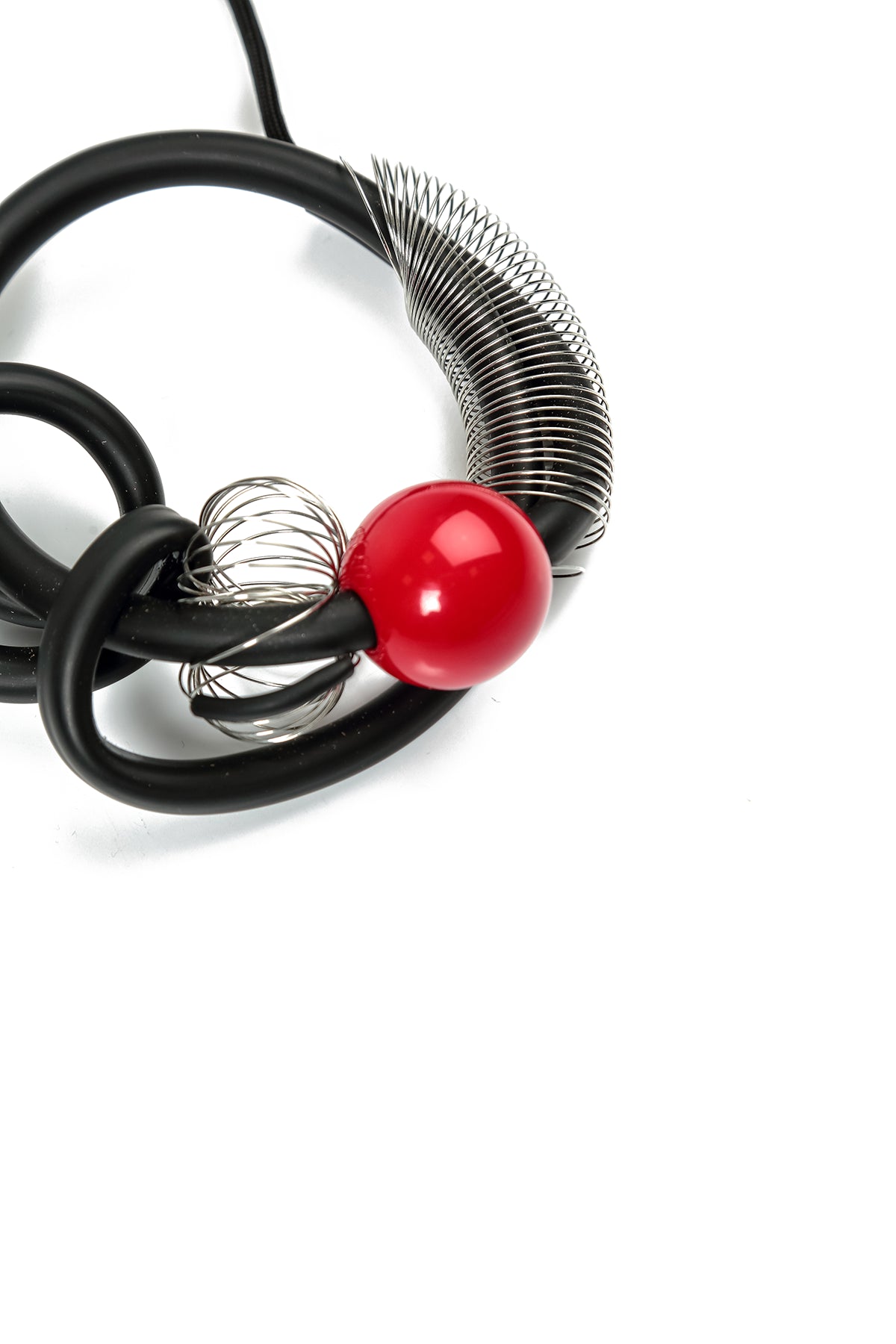 Red Sphere Metal Coil Necklace