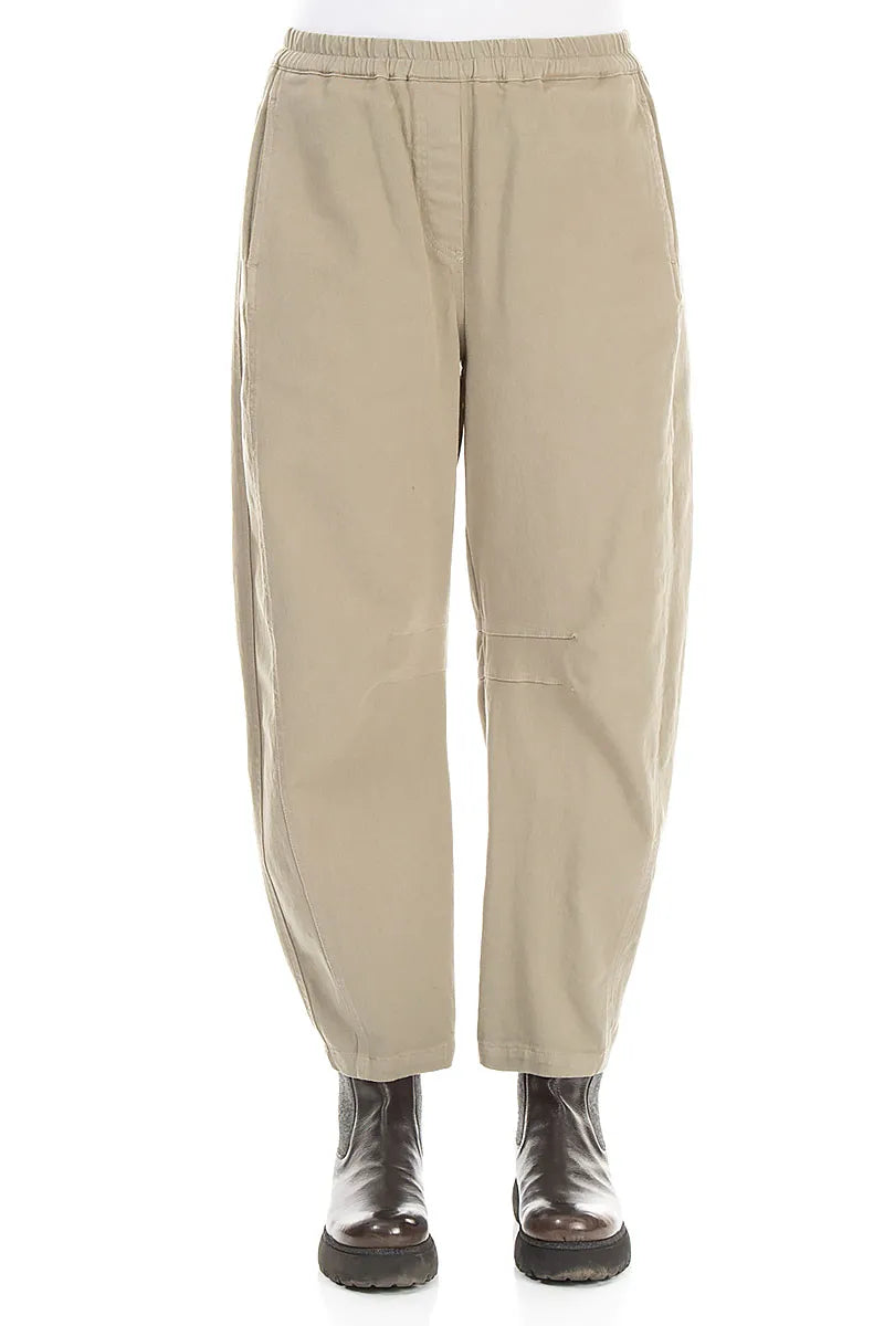 Relaxed Barrel Olive Grey Cotton Trousers