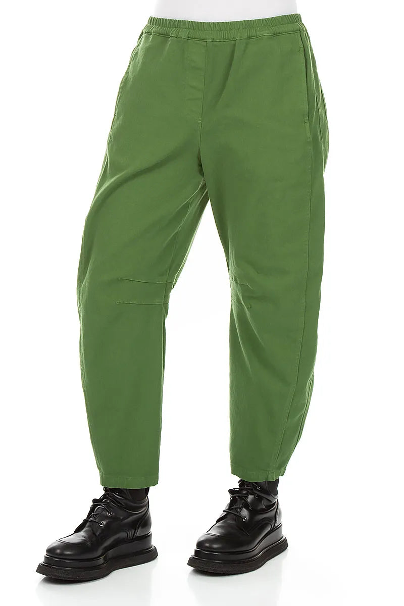 Relaxed Barrel Shamrock Green Denim Cotton Trousers