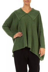Relaxed Collar Dark Sage Wool Sweater 3