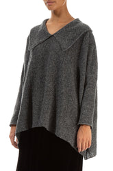 Relaxed Collar Grey Wool Sweater 3