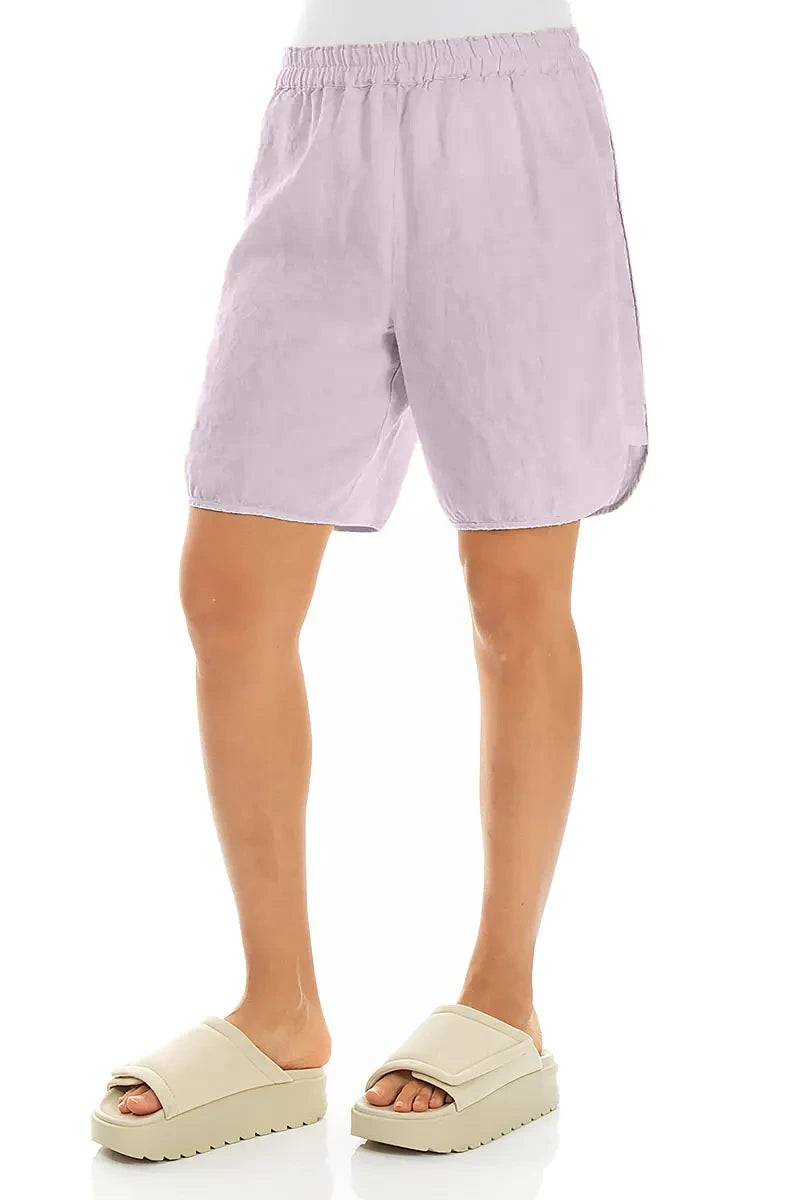 Shorts en lin lilas fendus décontractés