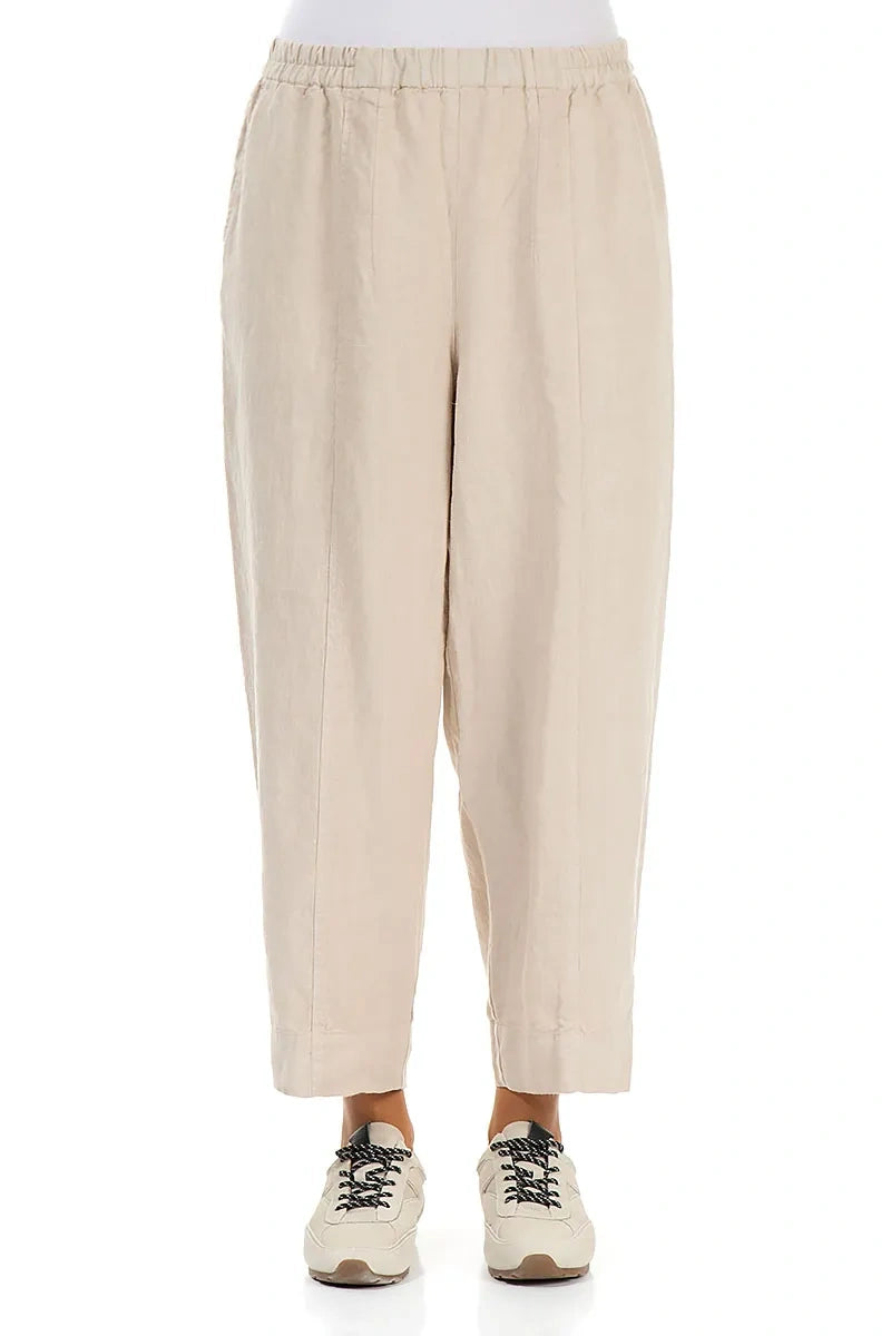 Relaxed Taper Beige Linen Trousers 1