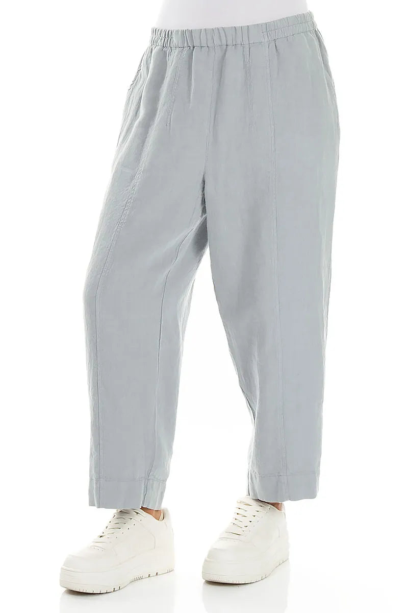 Relaxte Tapered Leinenhose in Silbergrau