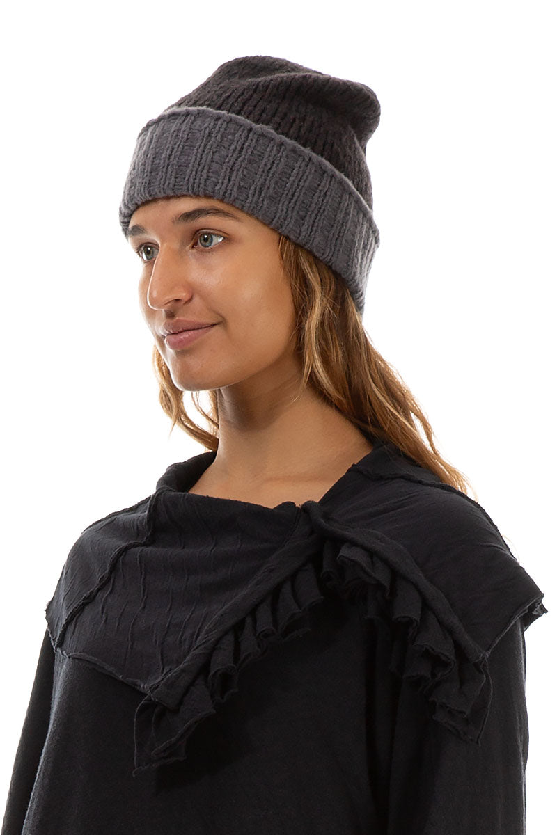 Ribbed Dual Chocolate Wool Beanie Hat 3