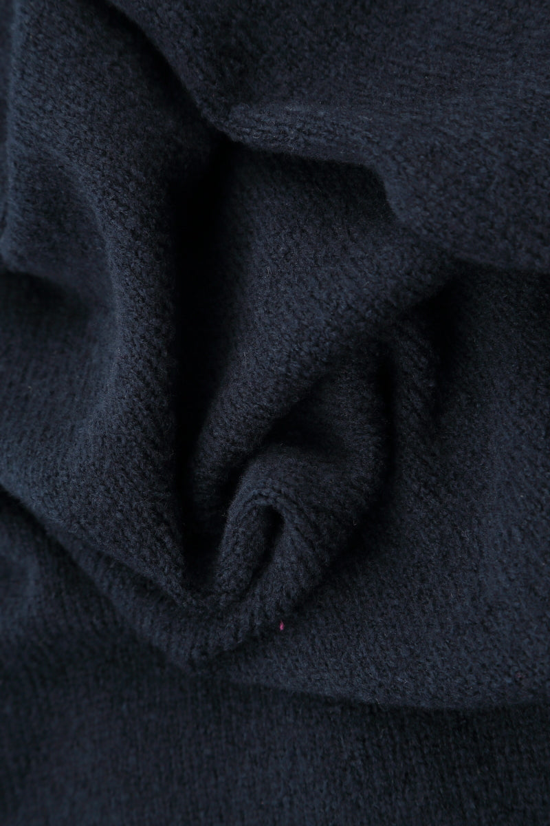 Ribbed Dual Midnight Blue Wool Beanie Hat 4