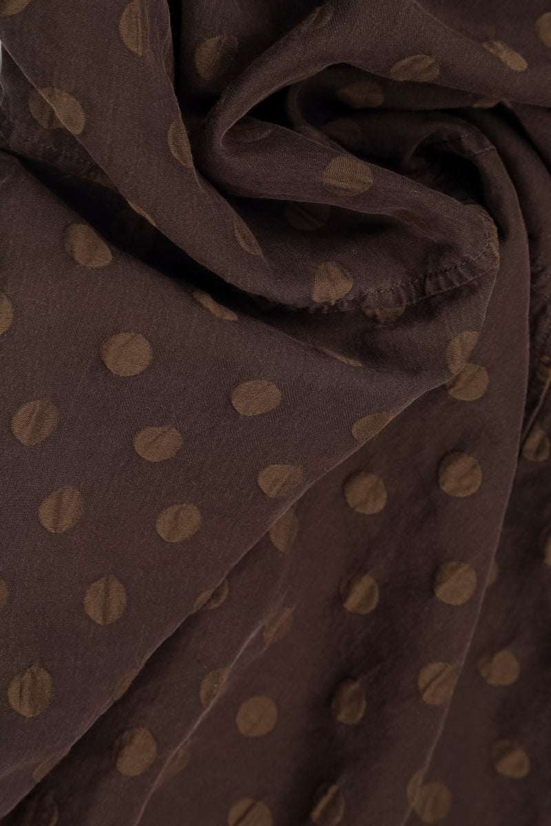 Roll Up Truffle Brown Dotty Silk Trousers 6