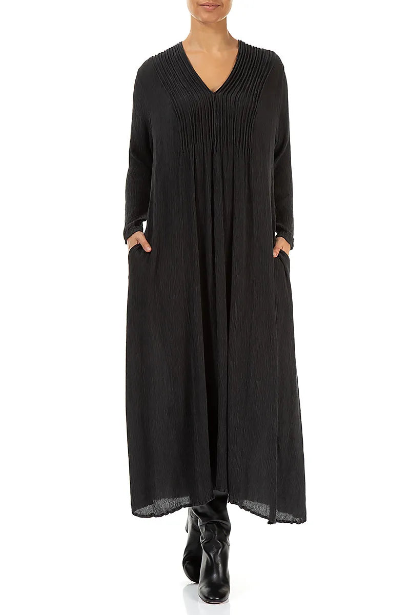 Romantic Graphite Blue Silk Viscose Dress